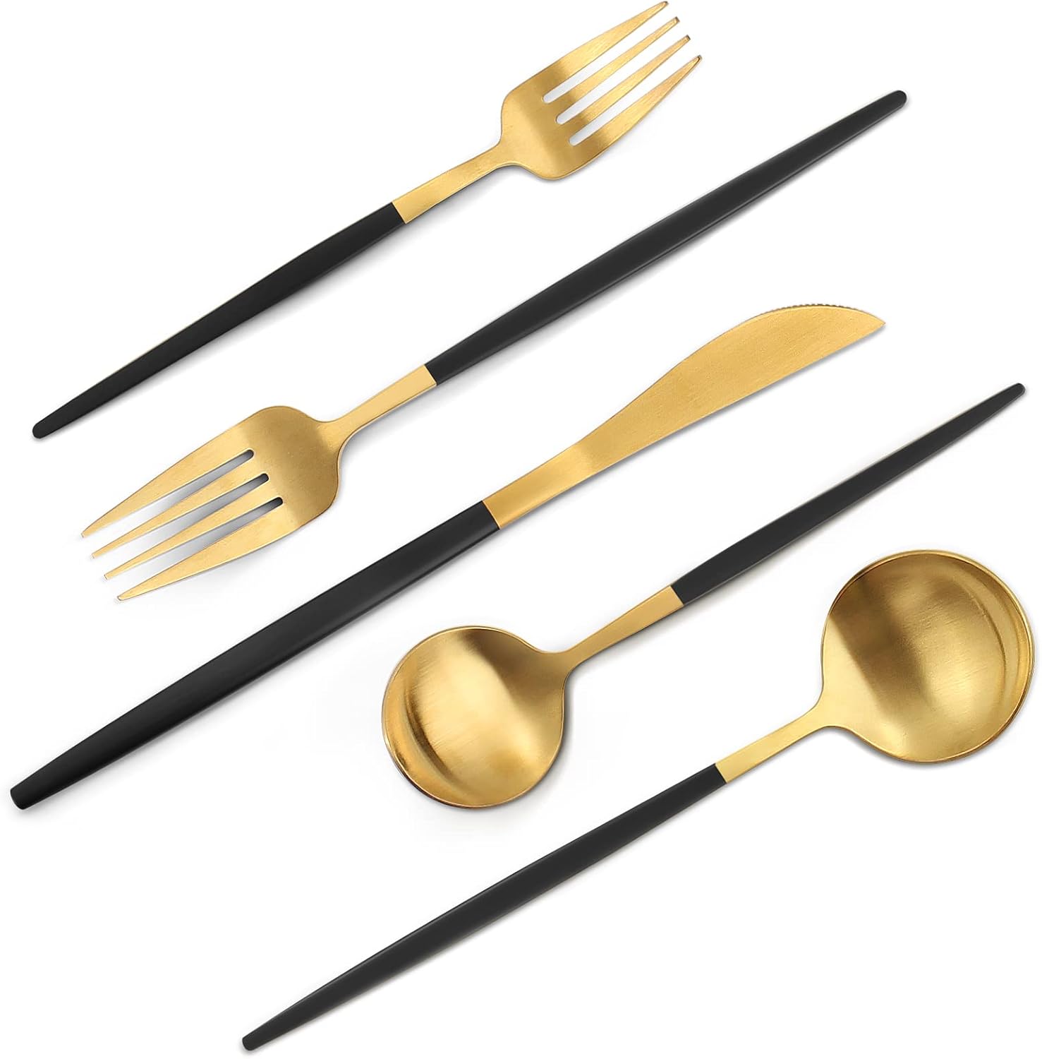 Matte Black Gold Silverware Set, 40-Piece Stainless Steel Cutlery
