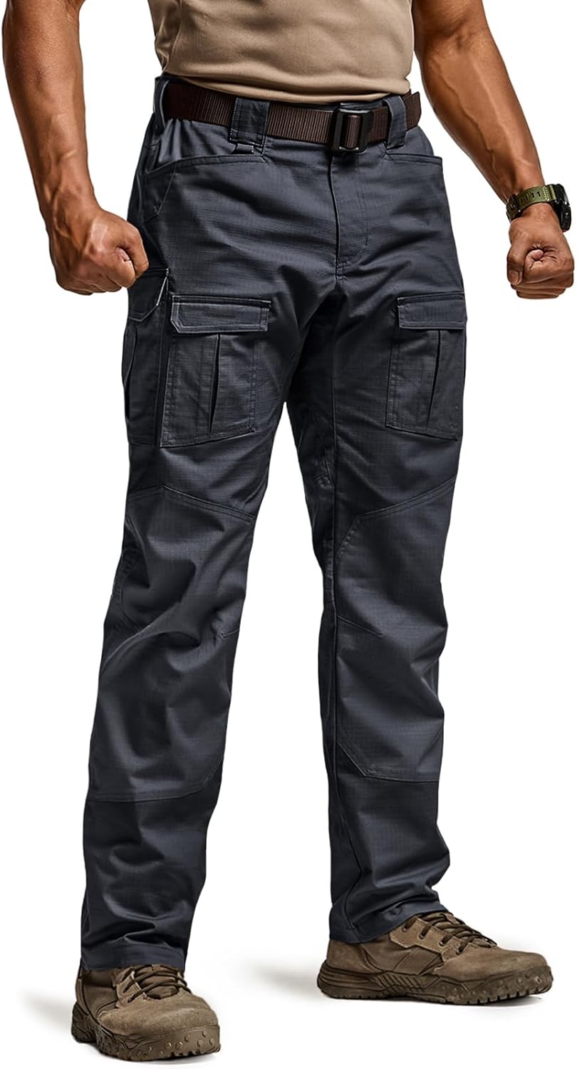 CQR Men's Flex Ripstop Tactical Pants for Outdoor Activities