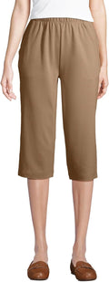Lands' End Women's Sport Knit High Rise Elastic Waist Capri Pants Made
