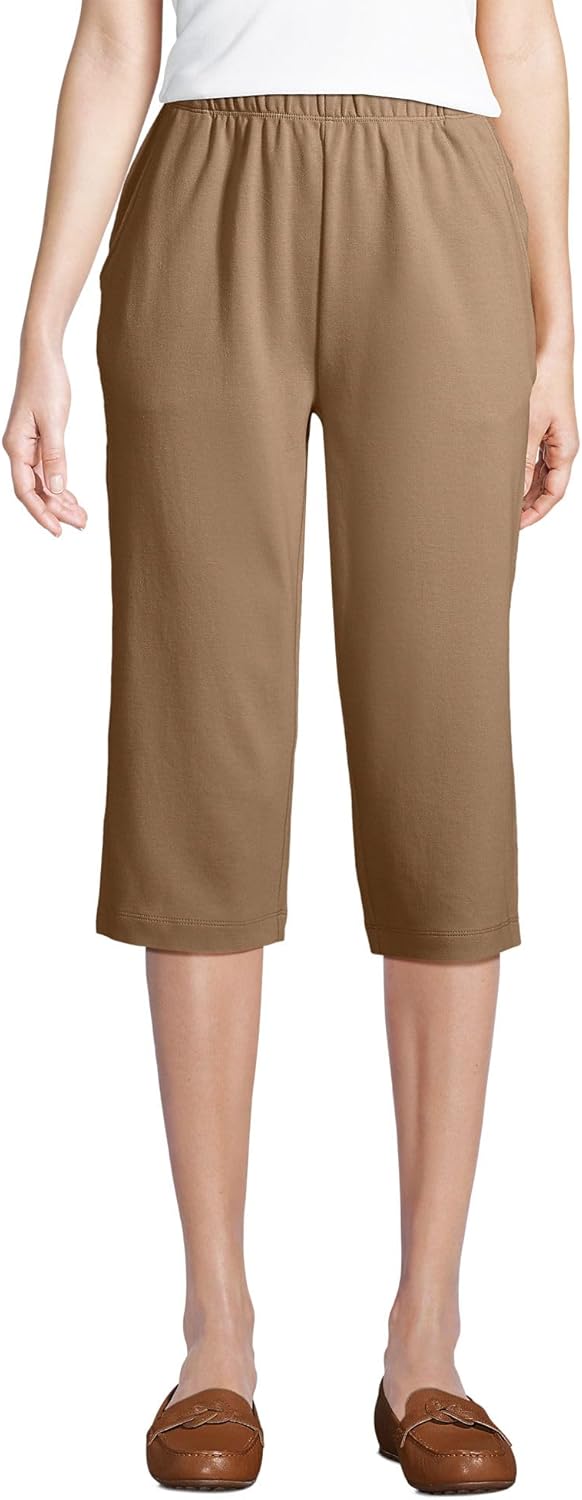 Lands' End Women's Sport Knit High Rise Capri Pants for Comfort