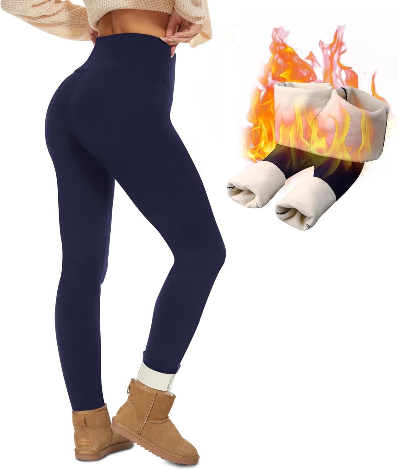 NexiEpoch Fleece Lined Leggings for Women - Warm Winter Comfort