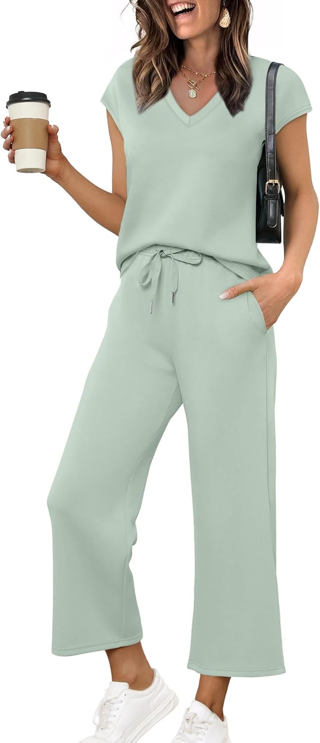 Saloogoe Two Piece Sets for Women Summer Outfits Lounge Sets