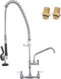 36in Wall Mount Commercial Kitchen Faucet with 40in Pre-Rinse Sprayer