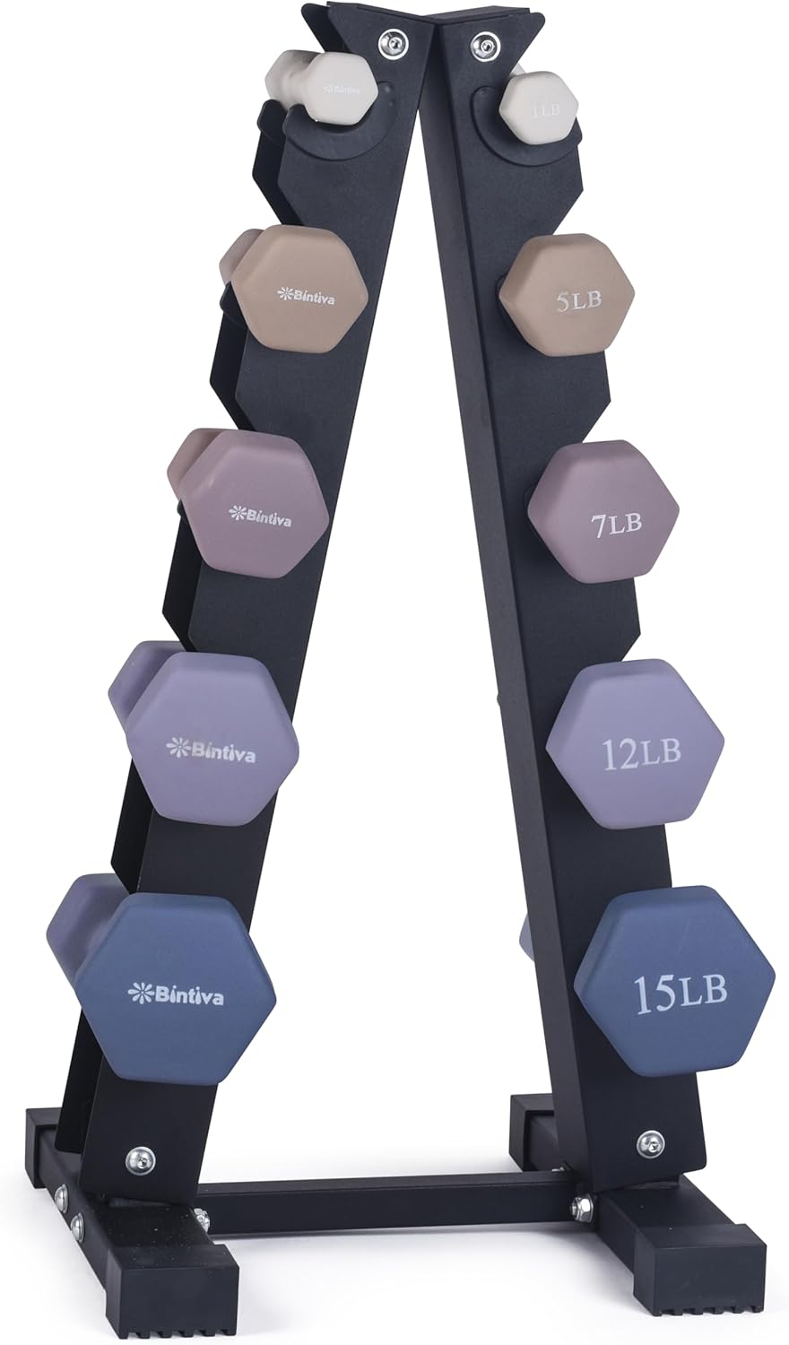 Neoprene Coated Dumbbell Set 1-20 LBs - Hex Color Coded