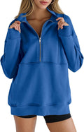 Women's Half Zip Sweatshirt Fleece Stand Collar Oversized - Cozy Warm