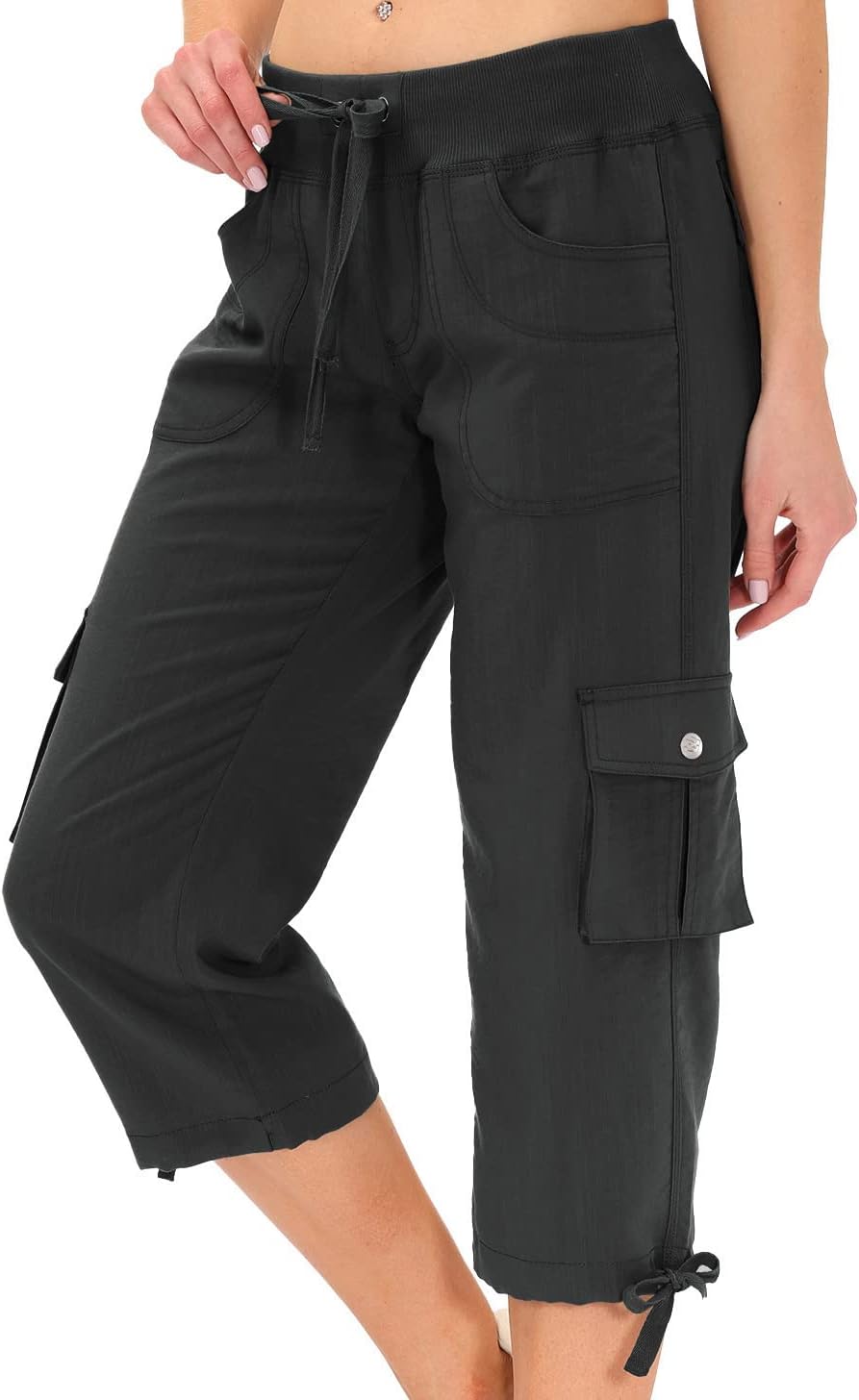 MoFiz Womens Capris with Pockets for Casual Outdoor Activities