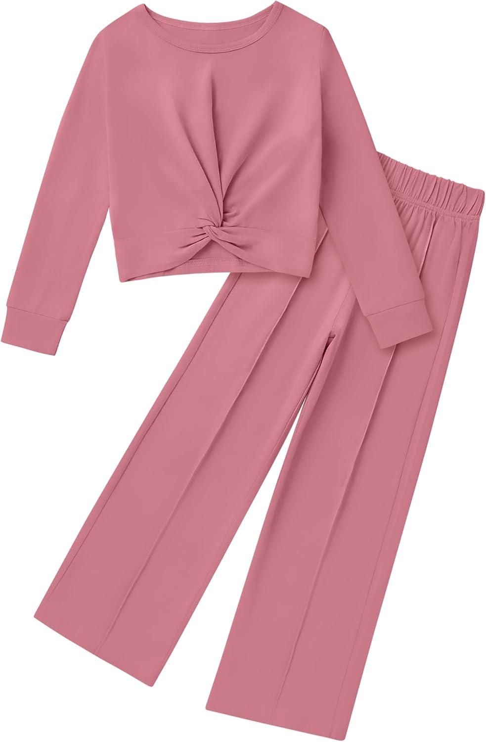 Girls Fall Outfits Fashion Solid Long Sleeve Twist Crop Tops