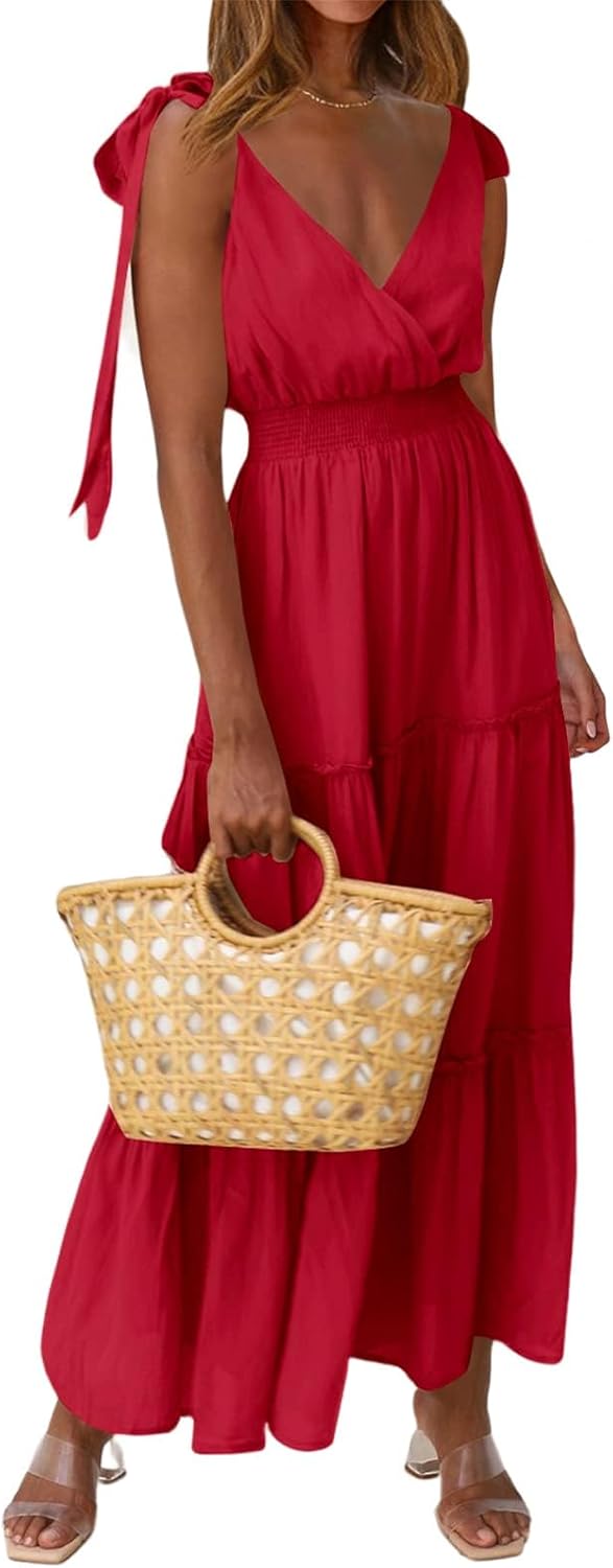 PRETTYGARDEN Women's Cross Neck Summer Sleeveless Maxi Dress