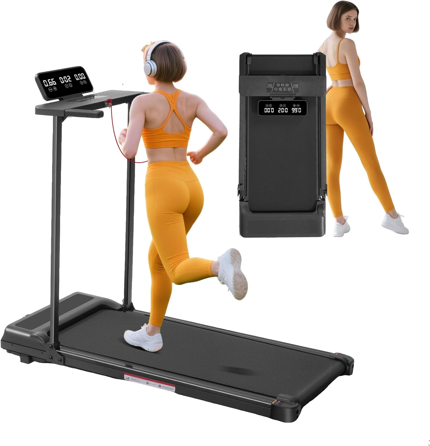 Folding Walking Pad Treadmill with Handle Bar for Home Use