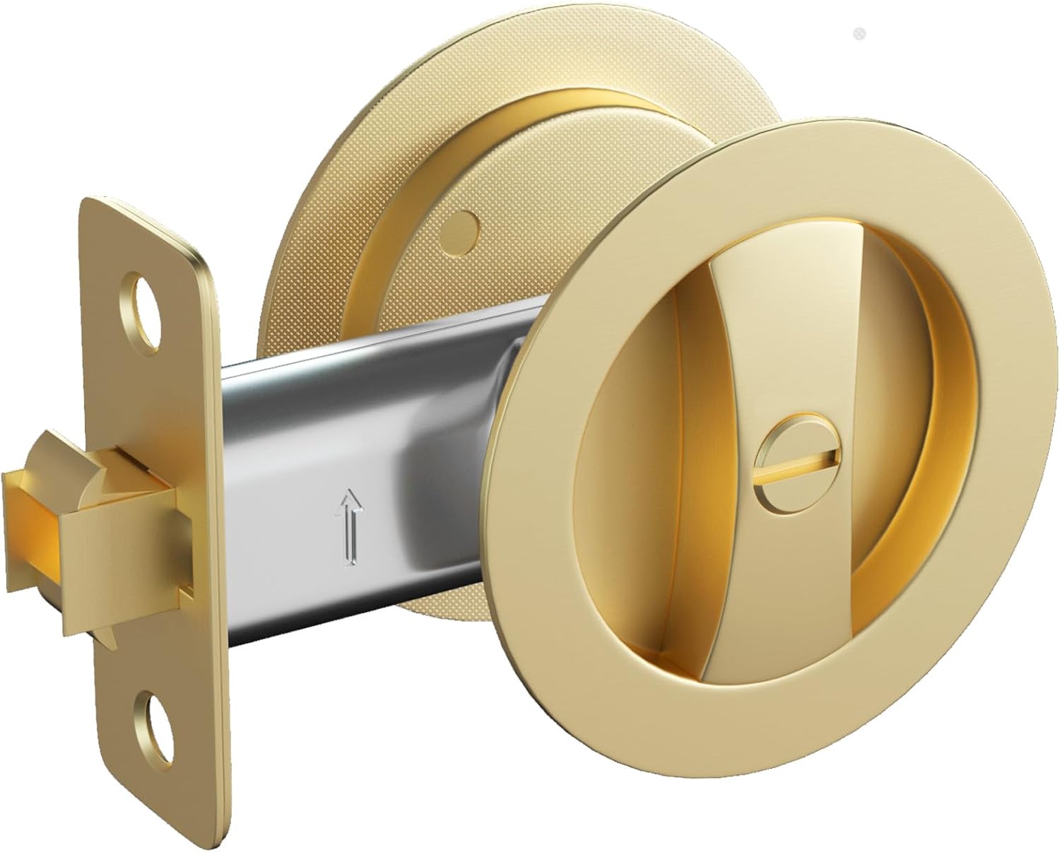 Brushed Nickel Round Pocket Door Lock for Modern Interiors