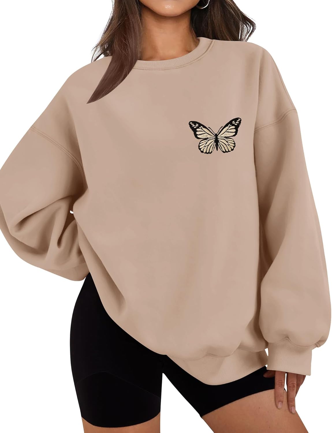 LOMON Oversized Sweatshirt for Women - Cozy Casual Fleece Top