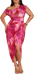 Floerns Women's Plus Size Asymmetrical Neck Long Dress (Style LNT2)