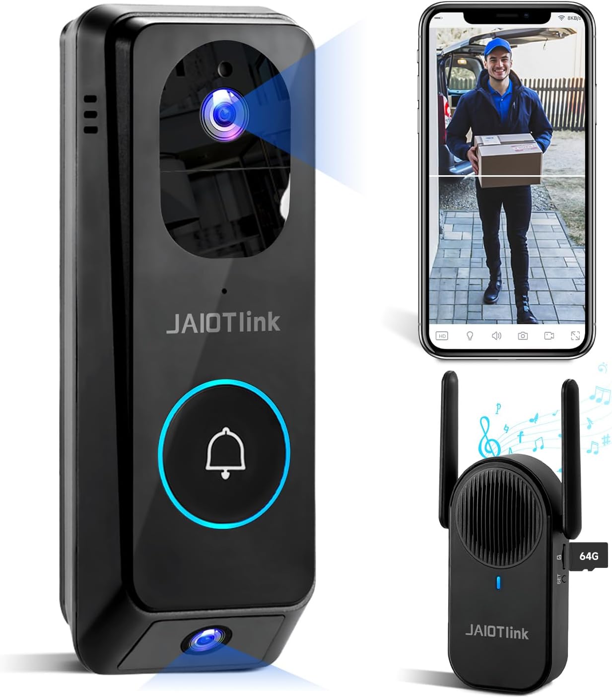 2K Dual Lens Video Doorbell - Delivery Guard + Voice Changer!