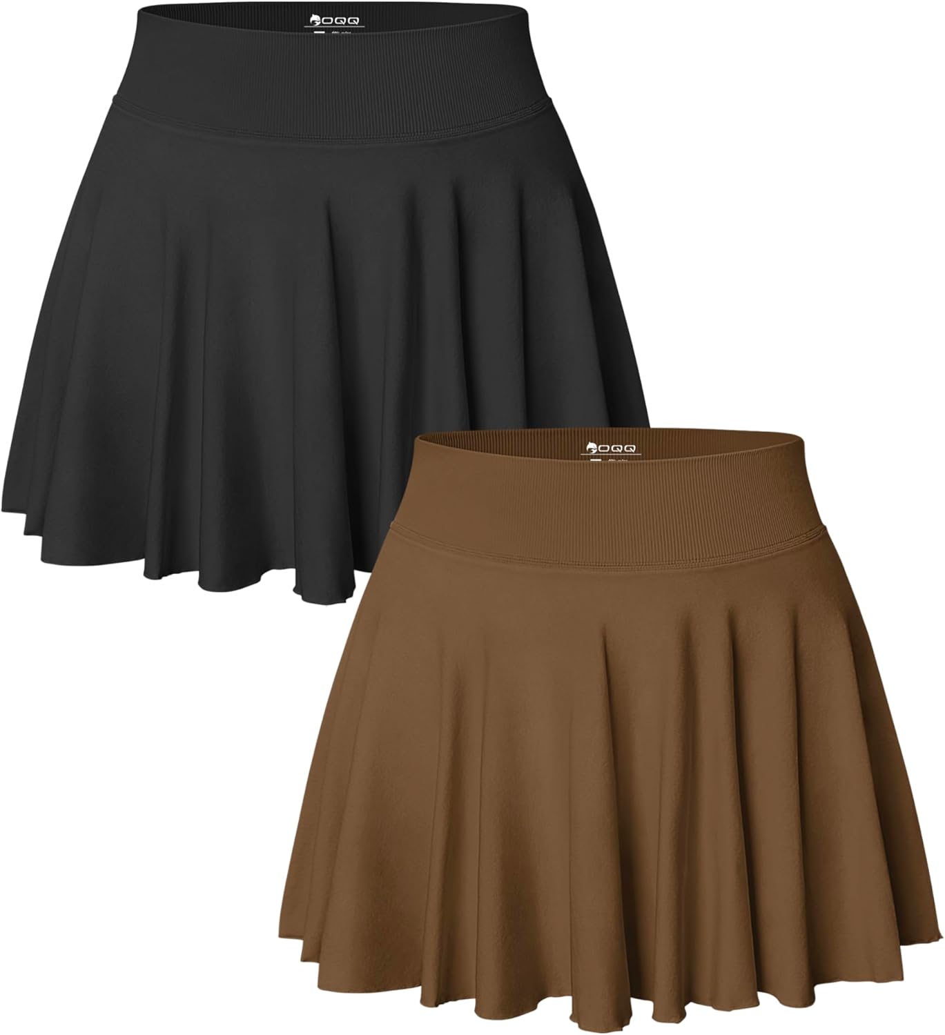 OQQ Women 2 Piece Skirts 2 in 1 Flowy Stretchy Mini Skirts