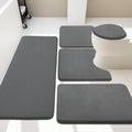 YHOUSE 5 Piece Memory Foam Bath Mat Set - Super Absorbent Dark Grey