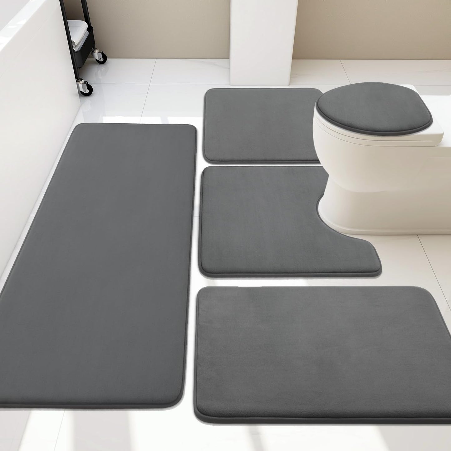 YHOUSE 5 Piece Memory Foam Bath Mat Set for Ultimate Comfort