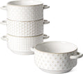 LE TAUCI Soup Bowls with Handles 20 oz Set of 4 - Stackable Oven Safe