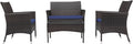 4 Piece Wicker Patio Furniture Set with Cushions - Durable Comfort