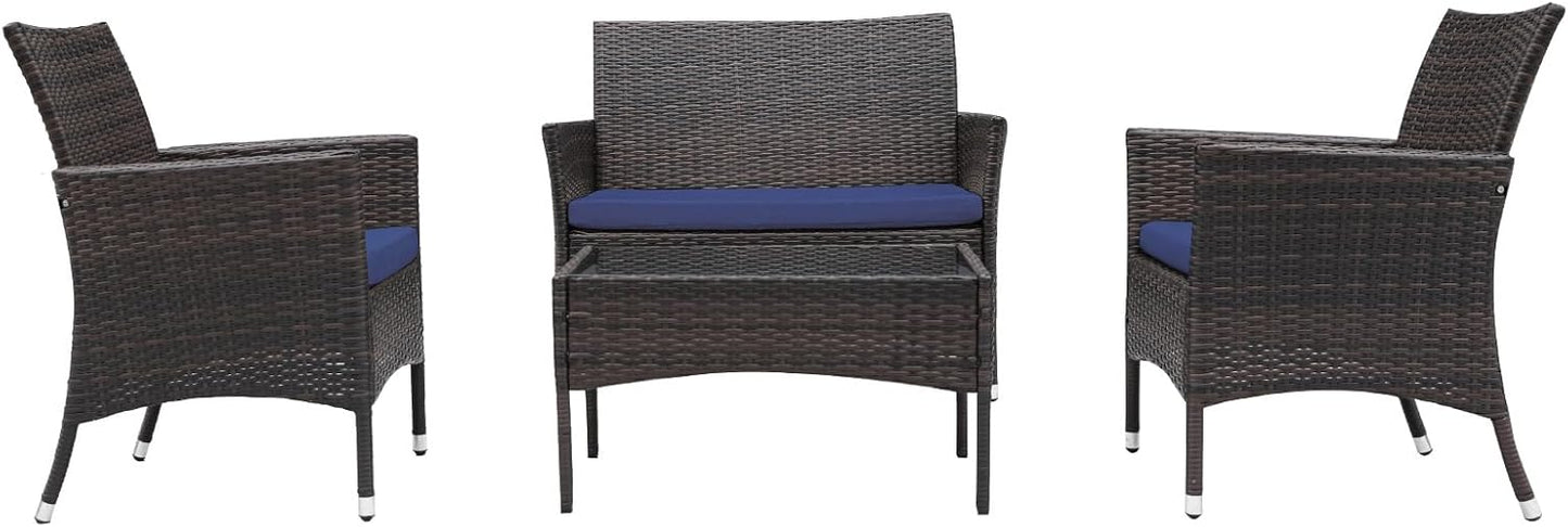 4 Piece Wicker Patio Furniture Set for Comfort and Style