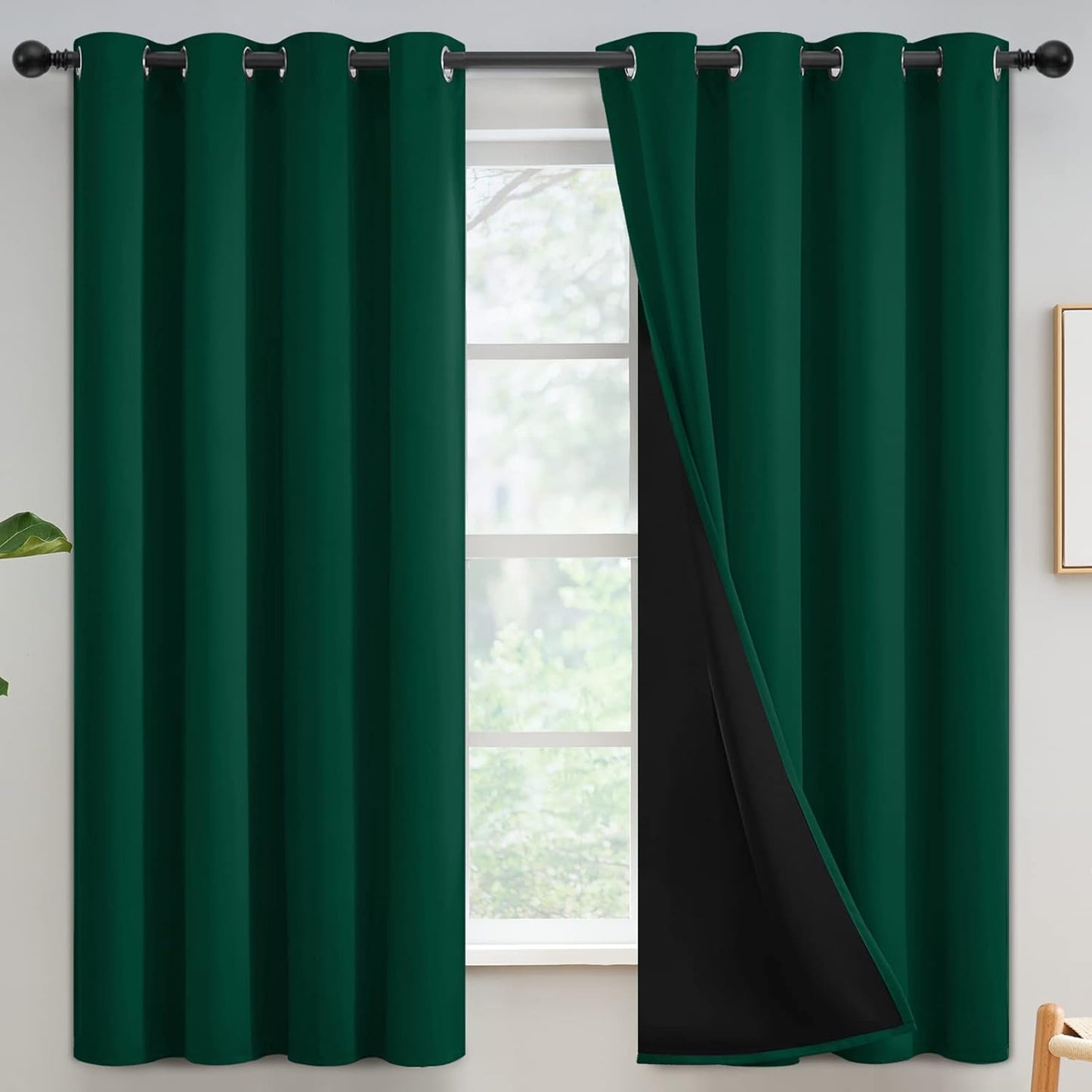 Yakamok 100% Blackout Curtains for Bedroom, 63 Inch Length