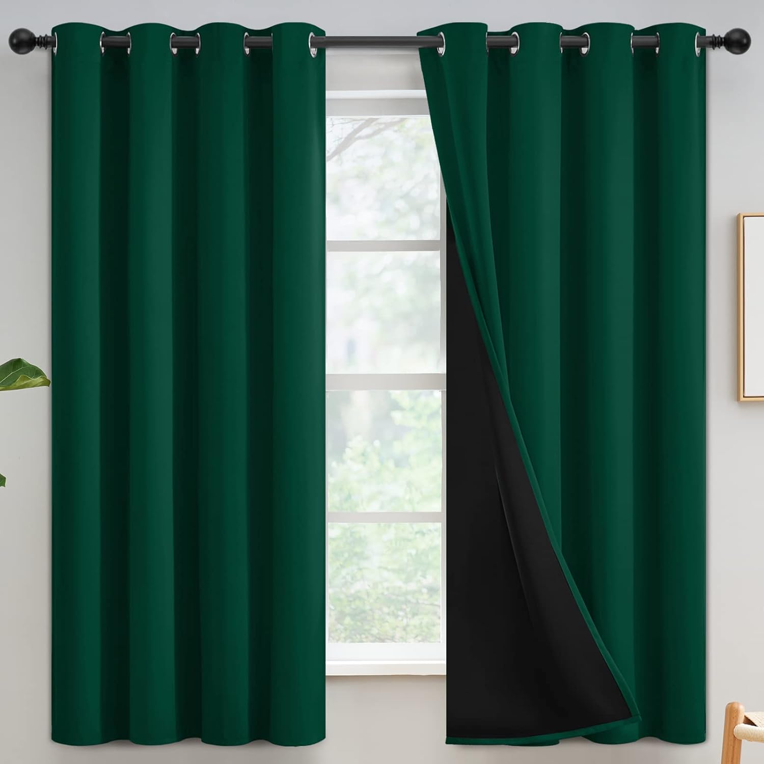 Yakamok 100% Blackout Curtains for Bedroom, 63 Inch Length
