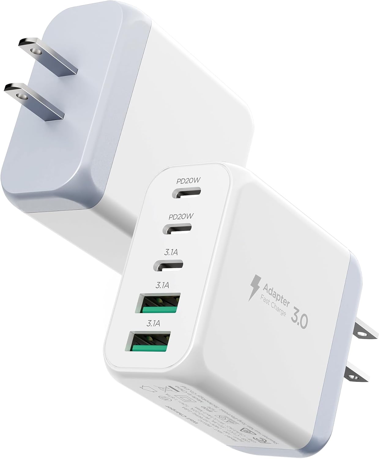 Fast Charge 5-Port USB Type C Wall Charger Duo