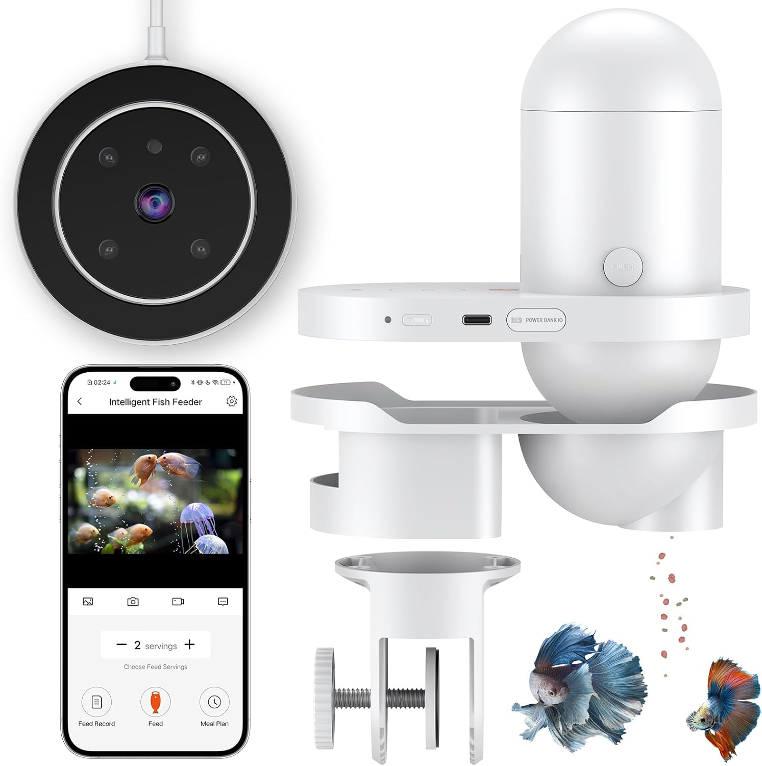 Pawfly WiFi Automatic Fish Feeder with Smart App Control