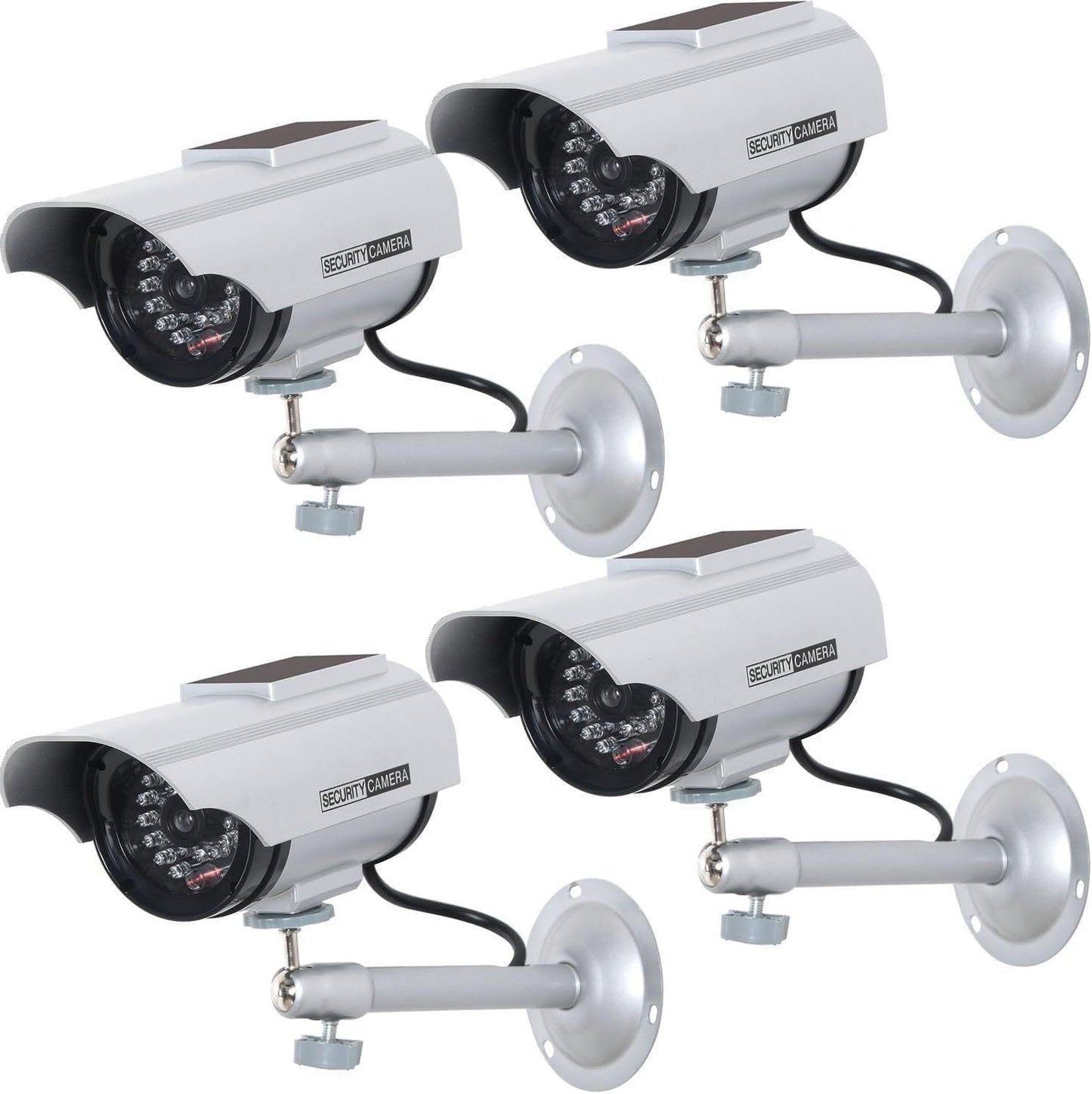 WALI Solar Powered Bullet Dummy Fake CCTV Dome Camera 4 Pack