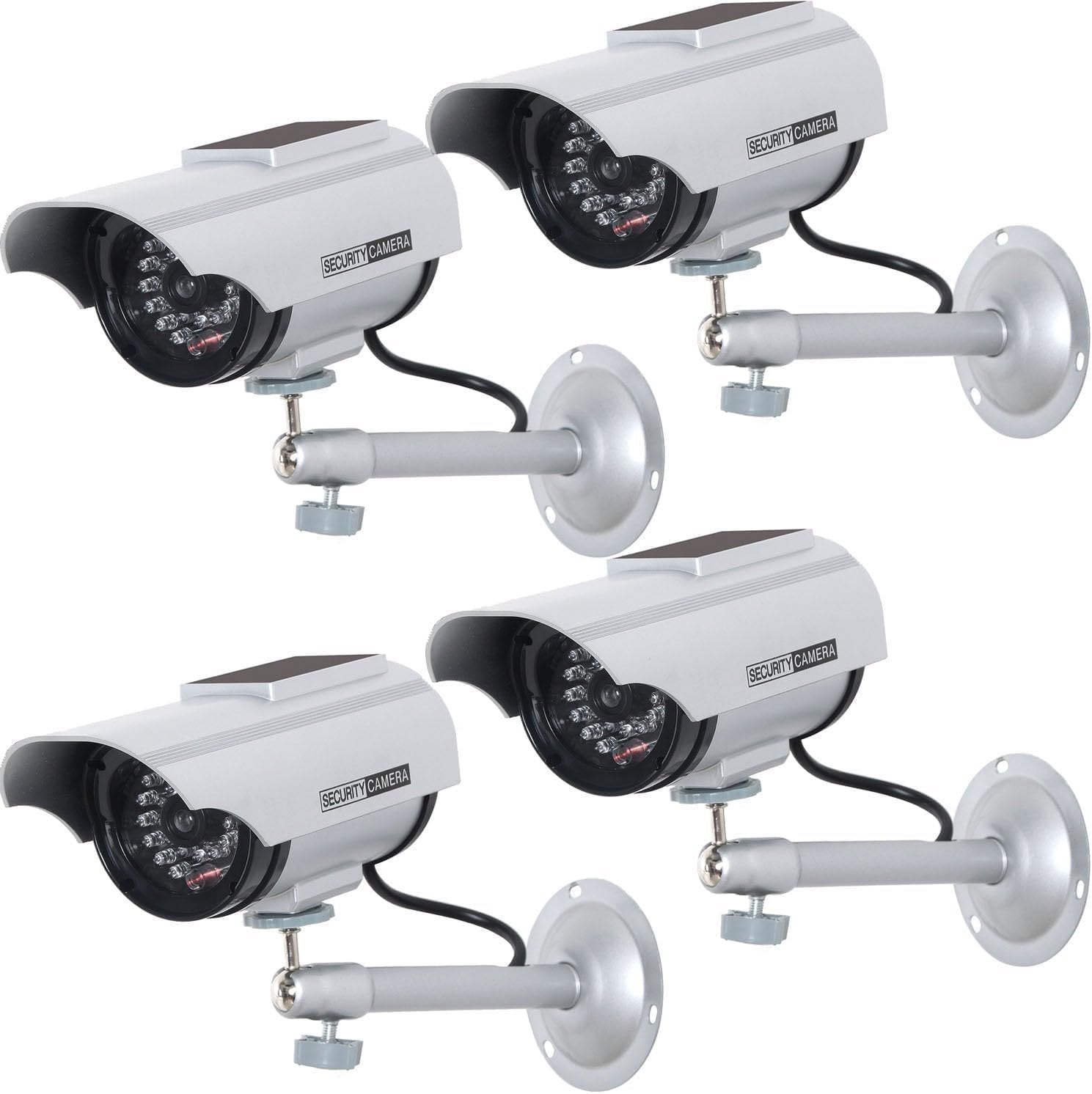 WALI Solar Powered Bullet Dummy Fake CCTV Dome Camera 4 Pack