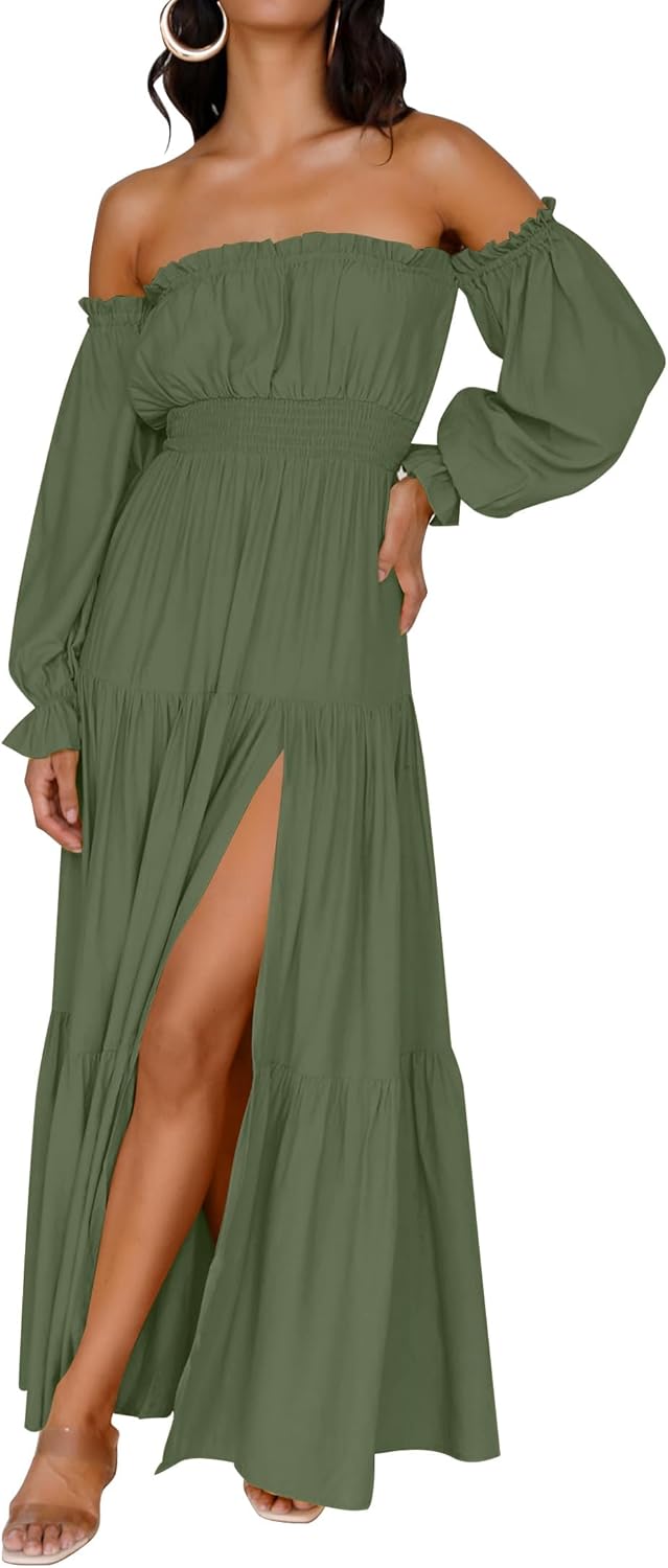 ZESICA Women's Boho Off Shoulder Long Sleeve Maxi Dress Review