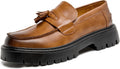 Men's Black Patent Leather Platform Loafers for Business Work