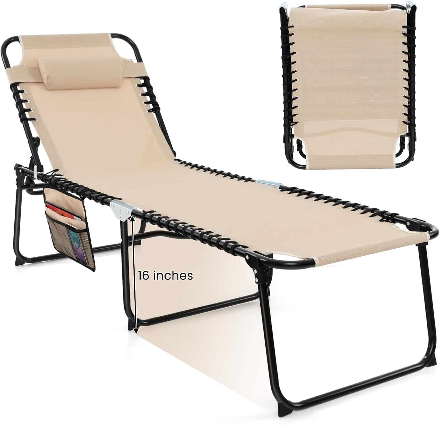 GYMAX Lounge Chairs for Outside with Adjustable Backrest & Footrest