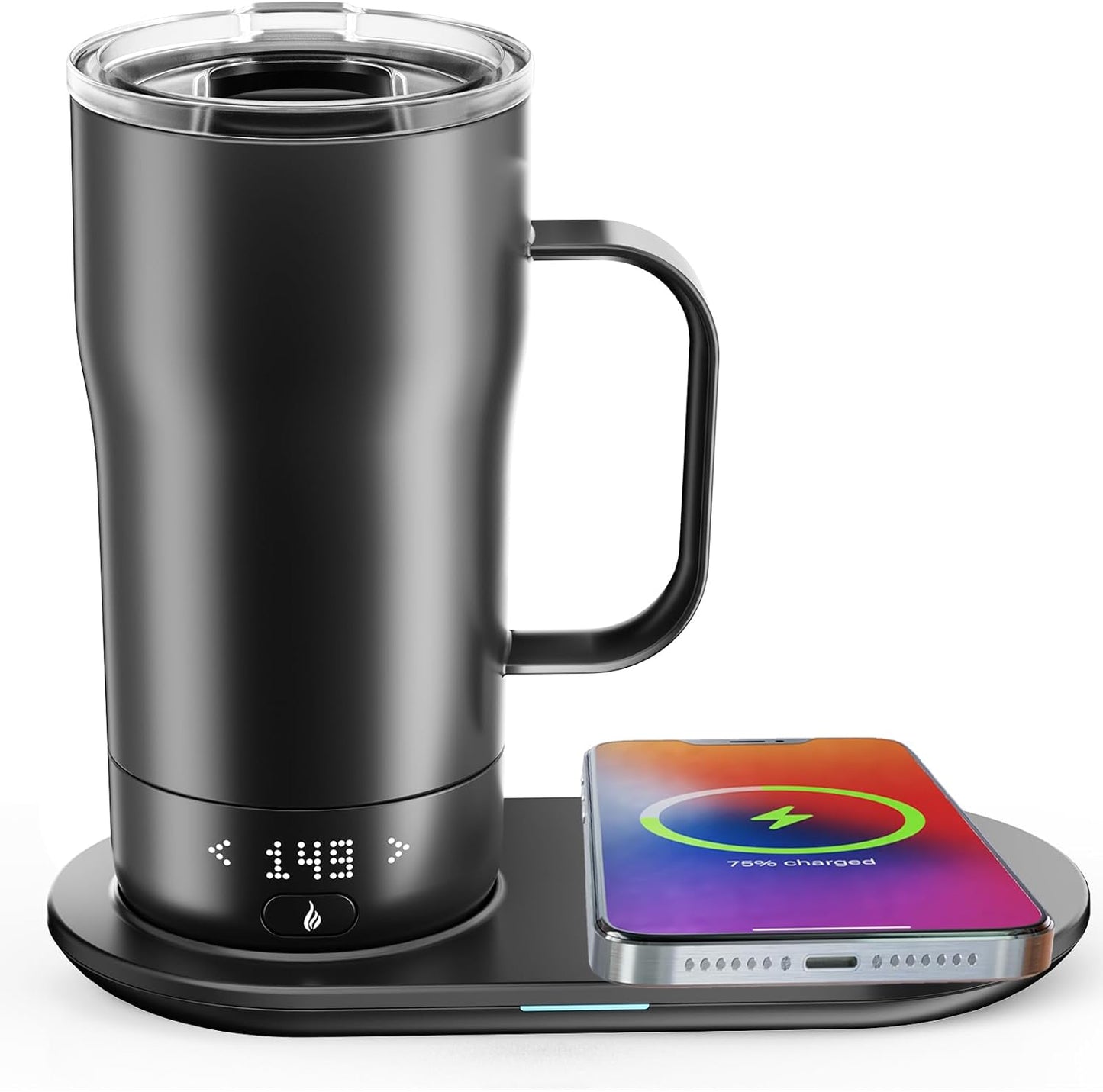 18oz Smart Self-Heating Mug: Keep Coffee Hot All Day + Fast Wireless Charging