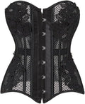 Breathable Black Lace Corset Top - Satin Overbust Waist Trainer