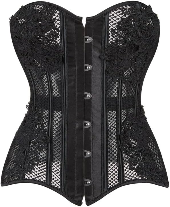 Dreay Black Women's Breathable Corset Top - Sexy Mesh Design