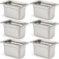 CURTA 6 Pack 1/9 Size 4in Deep Stainless Steel Hotel Pans - Durable