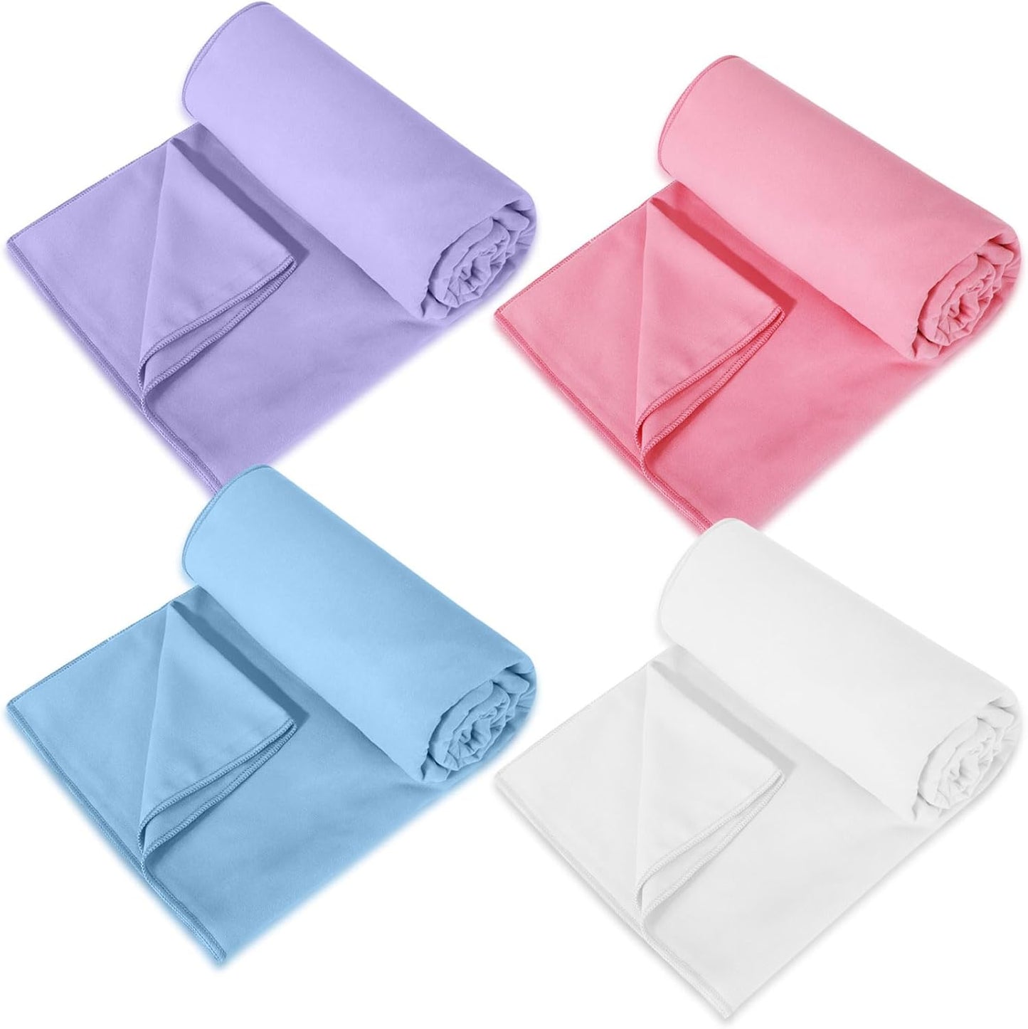 Non Slip Hot Yoga Towel 4 Pack - Sweat Absorbent & Soft Microfiber - Yoga Pilates Essential