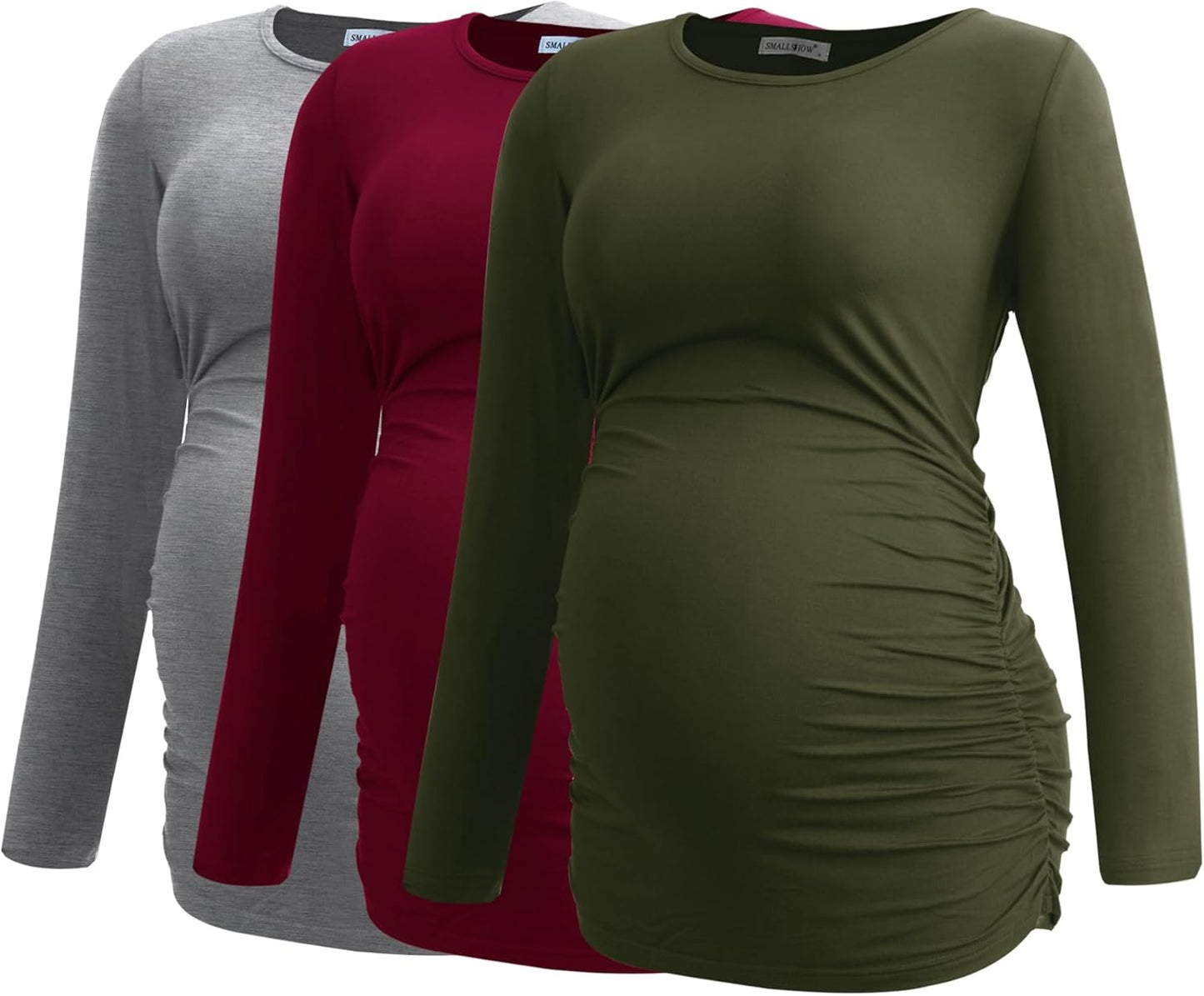 Smallshow Women's Maternity Shirts Long Sleeve 3-Pack Tops