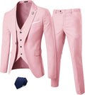 YND Men's Slim Fit 3 Piece Suit Set - Modern One-Button Three-Piece
