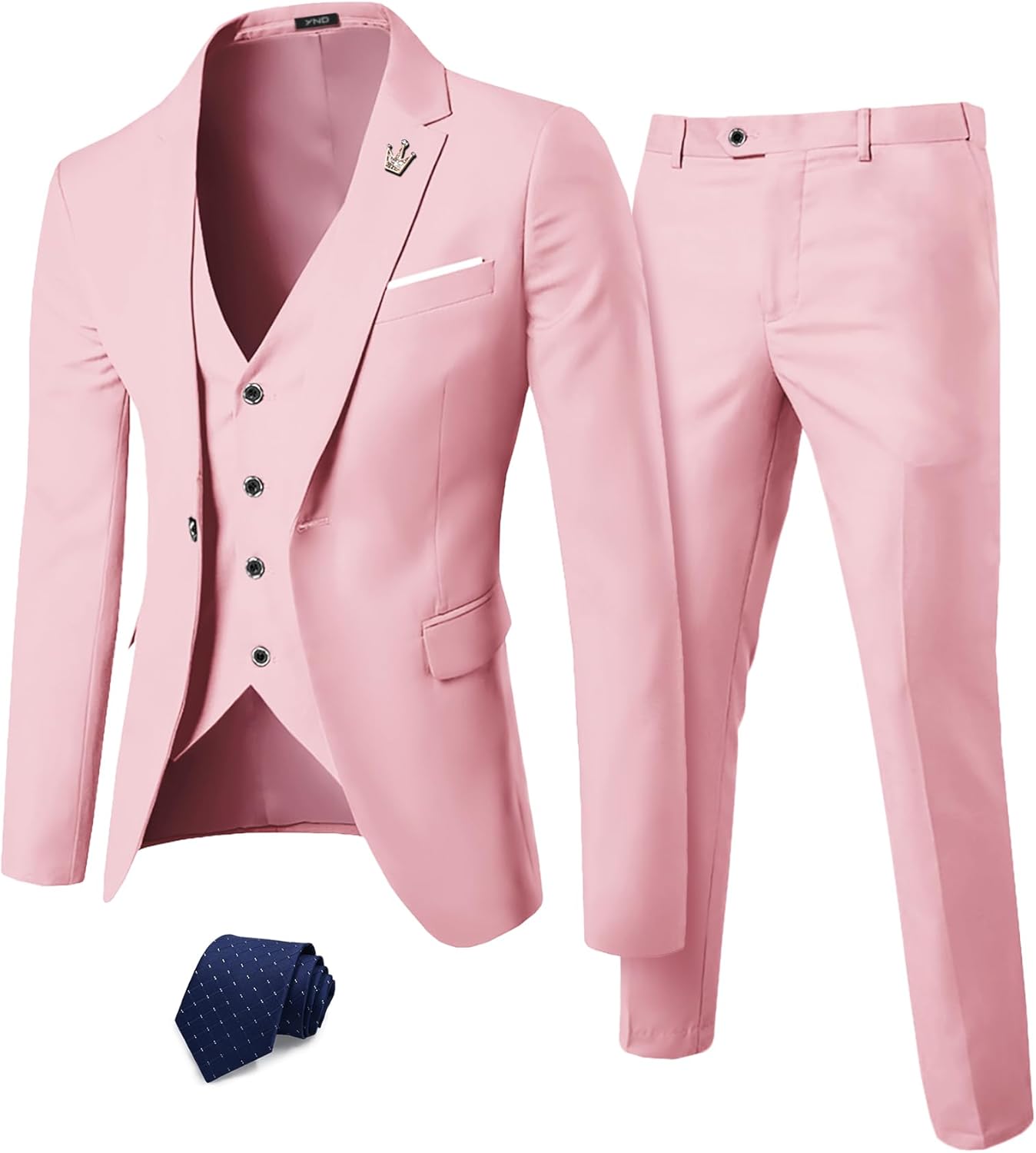 YND Men's Slim Fit 3 Piece Suit Set for Stylish Occasions