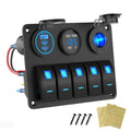 Marine Boat Switch Panel Waterproof 5 Gang Aluminum Panel - USB