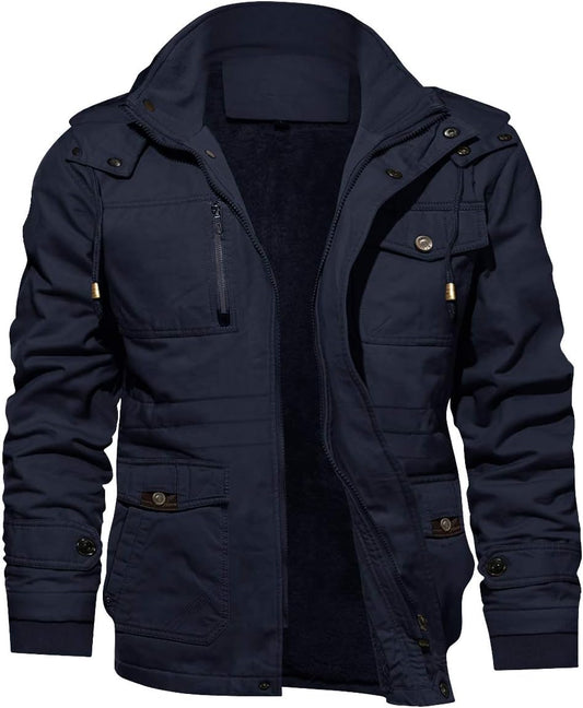 TACVASEN Men's Winter Jacket Thick Fleece Lined Cargo Coats