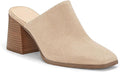 Womens Chunky Stacked Heel Mules Closed Square Toe - Casual Heel