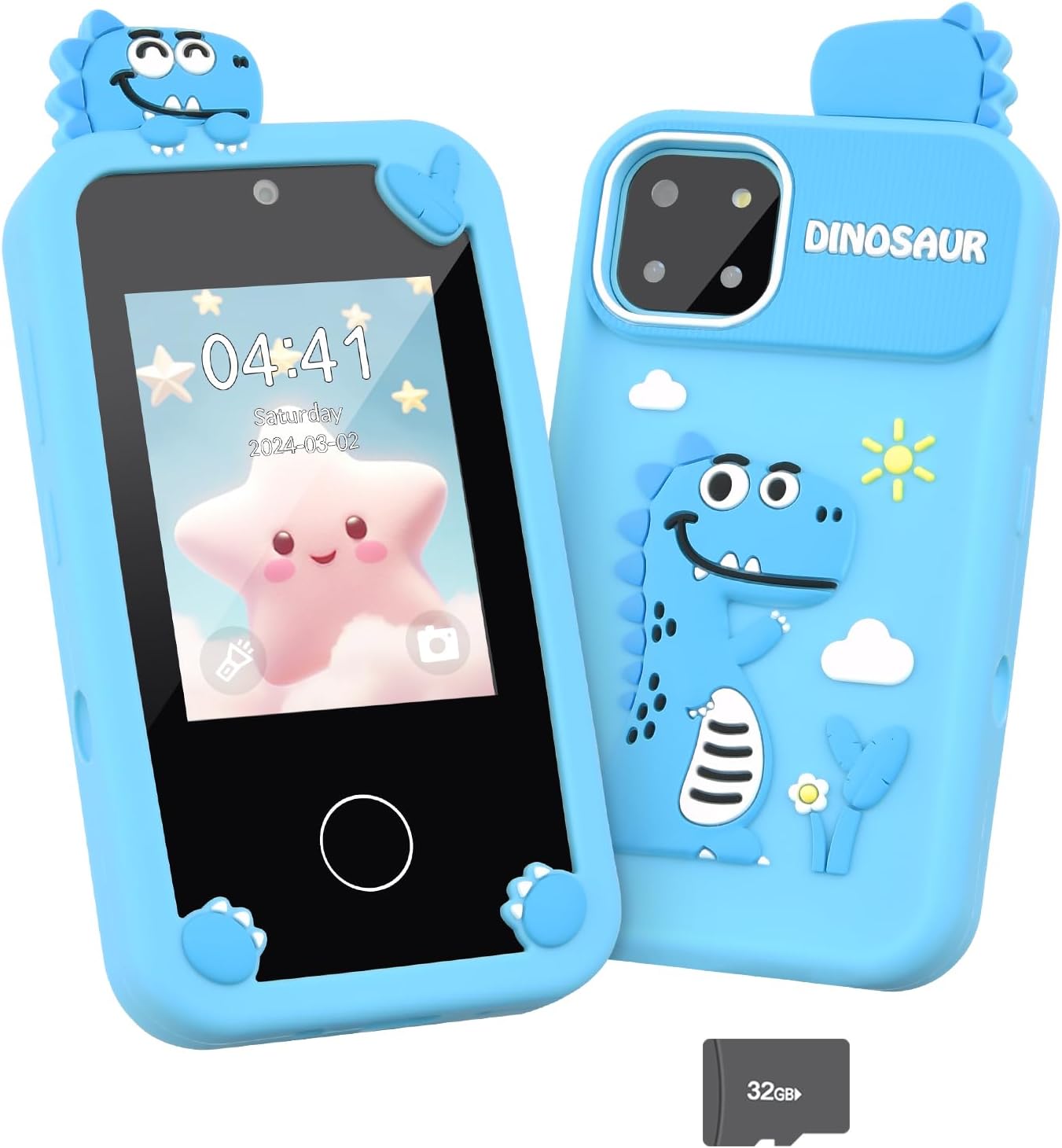 Mafiti Kids Smart Dino Phone - Touchscreen, Dual Lens, Educational Play Toy