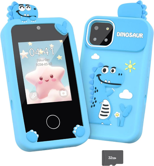 Mafiti Kids Smart Dino Phone - Touchscreen, Dual Lens, Educational Play Toy
