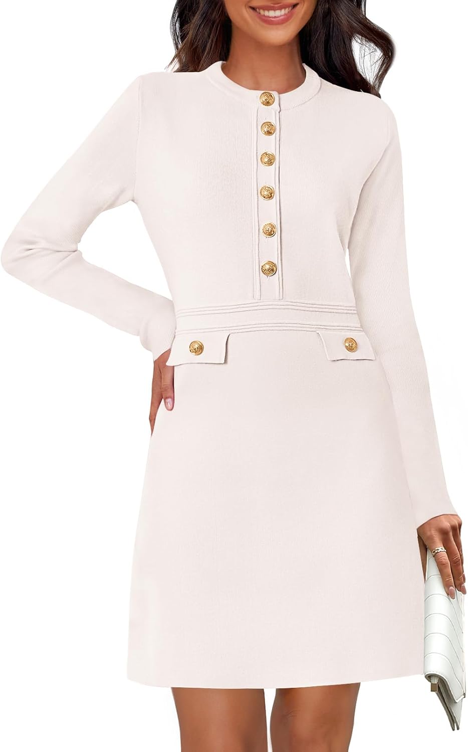 MEROKEETY Women's Long Sleeve Bodycon Sweater Dress for Fall