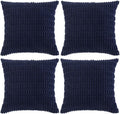 Corduroy Throw Pillow Covers 24x24 in 4-Pack Navy Blue - Cozy Accent