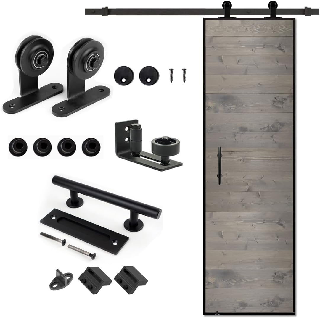 24 in. x 84 Elephant Gray Barn Door with Sliding Hardware Kit