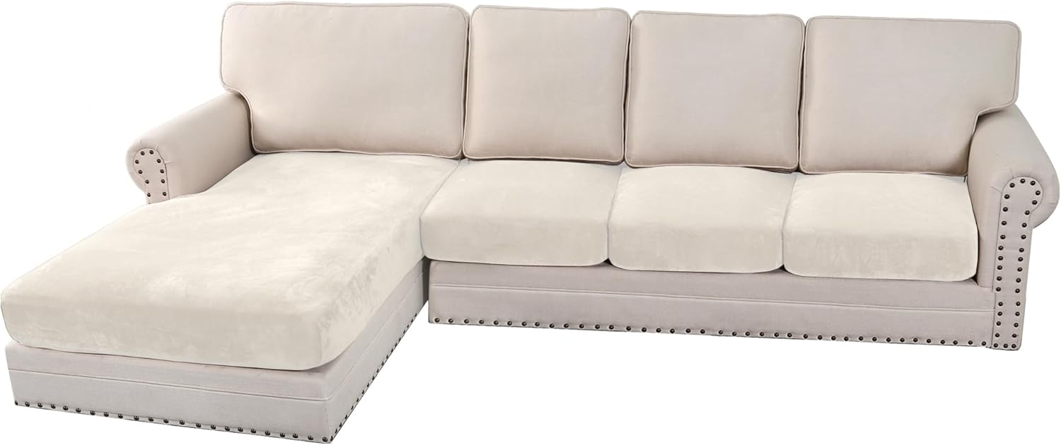 H.VERSAILTEX Velvet Stretch Sectional Couch Covers for Comfort