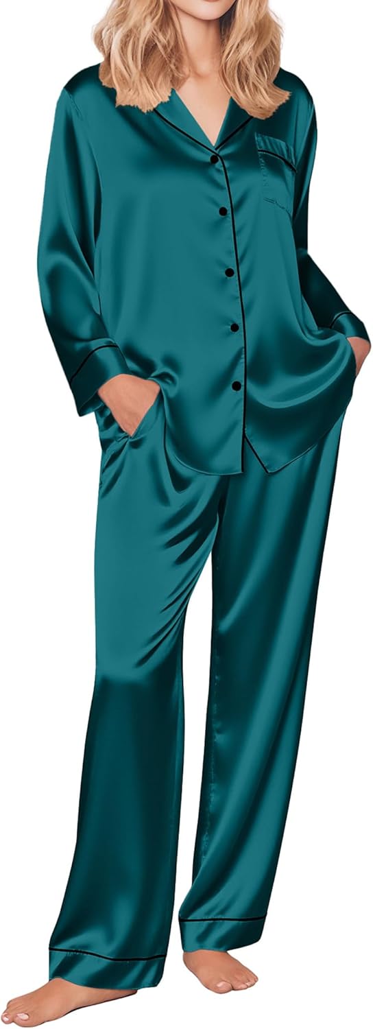 Ekouaer Silk Satin Pajamas Set for Women - Soft & Cozy Sleepwear